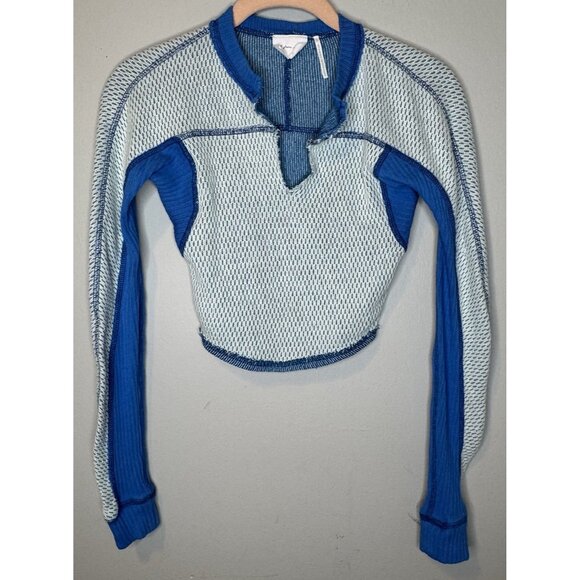 Out From Under Crop Top Small Blue Long Sleeve Urban Outfitters - Picture 1 of 5